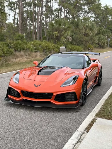 Orange Chevrolet Corvette ZR1 with a polished finish